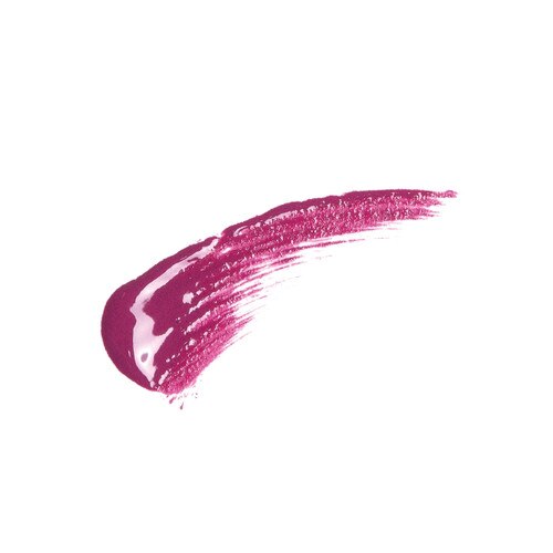 A smear of “Arm Candy” matte lip color on a white background. It is a deep warm pinkish purple.